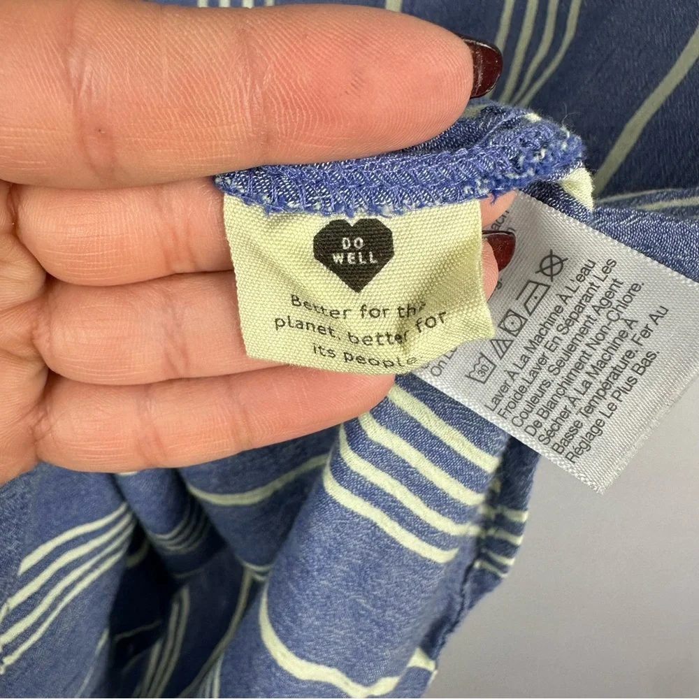 MADEWELL Central Shirt Stripe Crinkle Cotton Button Down Shirt Blue Stone - Picture 10 of 12